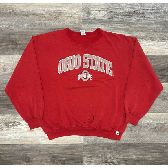 Vintage Y2K Russell Athletic Ohio State Buckeyes Red Mens XL Pullover Sweatshirt - Picture 2 of 10